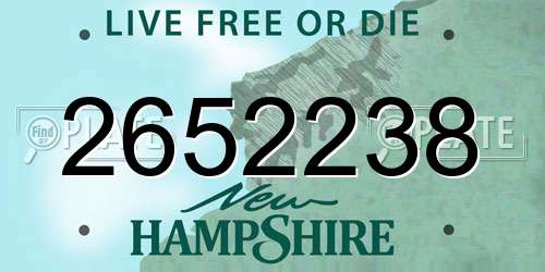 2652238 New Hampshire License Plate
