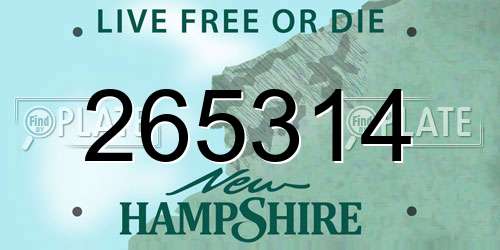 265314 New Hampshire License Plate