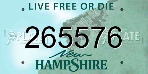 265576 New Hampshire License Plate