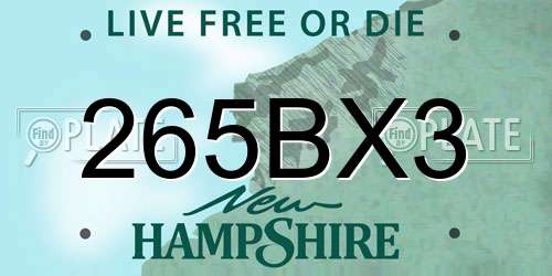 265BX3 New Hampshire License Plate