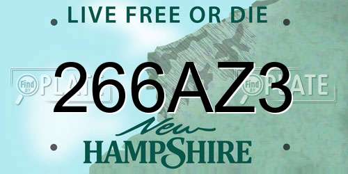 266AZ3 New Hampshire License Plate