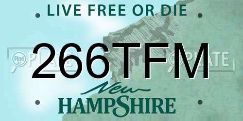 266TFM New Hampshire License Plate