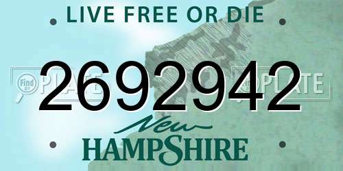 2692942 New Hampshire License Plate