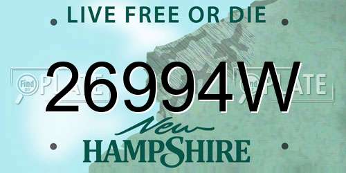 26994W New Hampshire License Plate