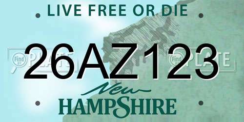 26AZ123 New Hampshire License Plate