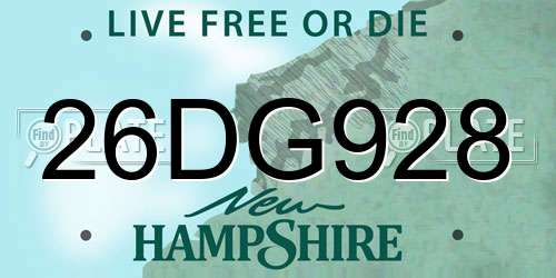 26DG928 New Hampshire License Plate