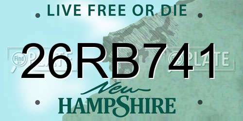 26RB741 New Hampshire License Plate