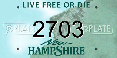 2703 New Hampshire License Plate