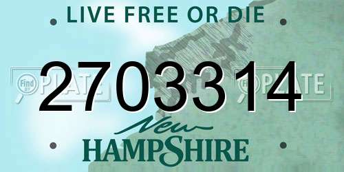 2703314 New Hampshire License Plate