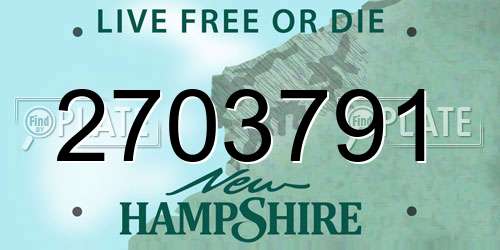 2703791 New Hampshire License Plate
