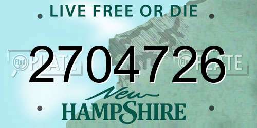 2704726 New Hampshire License Plate