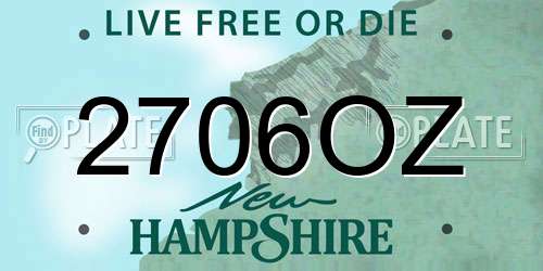 2706OZ New Hampshire License Plate