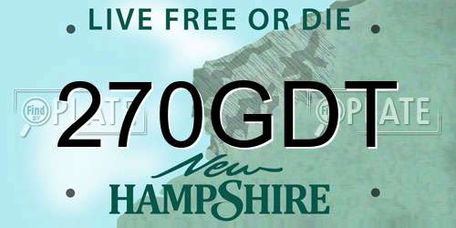 270GDT New Hampshire License Plate