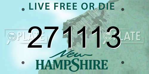 271113 New Hampshire License Plate