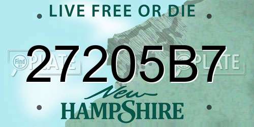 27205B7 New Hampshire License Plate