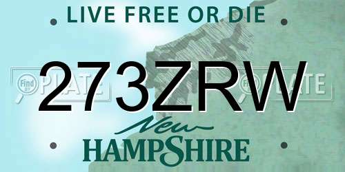 273ZRW New Hampshire License Plate