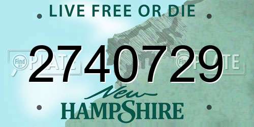 2740729 New Hampshire License Plate