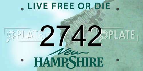 2742 New Hampshire License Plate