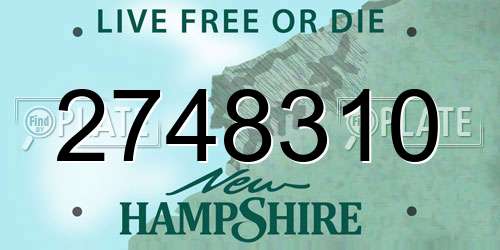 2748310 New Hampshire License Plate