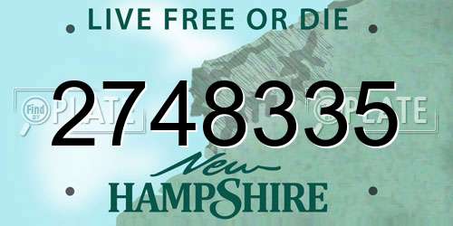 2748335 New Hampshire License Plate