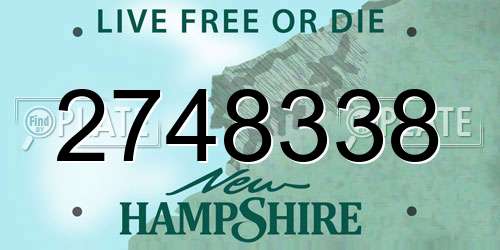 2748338 New Hampshire License Plate