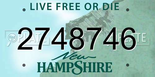 2748746 New Hampshire License Plate