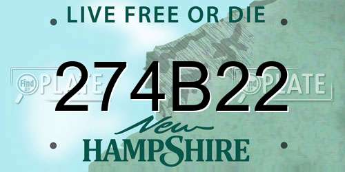 274B22 New Hampshire License Plate