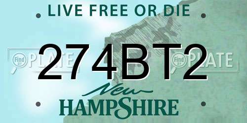 274BT2 New Hampshire License Plate