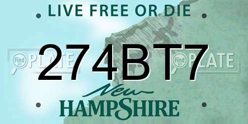 274BT7 New Hampshire License Plate