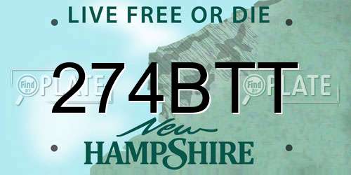 274BTT New Hampshire License Plate