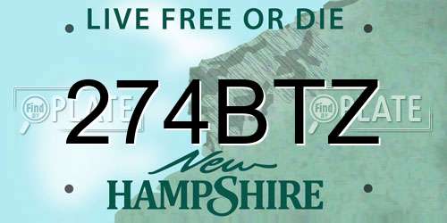 274BTZ New Hampshire License Plate