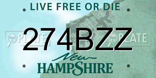 274BZZ New Hampshire License Plate