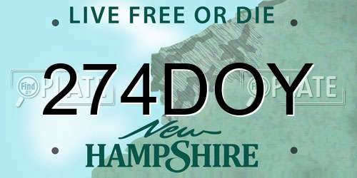 274DOY New Hampshire License Plate