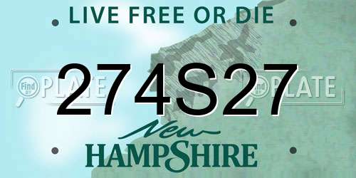 274S27 New Hampshire License Plate