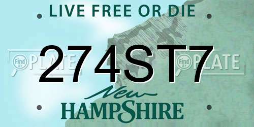 274ST7 New Hampshire License Plate