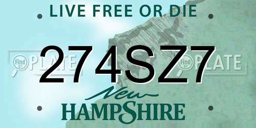 274SZ7 New Hampshire License Plate
