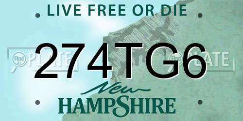 274TG6 New Hampshire License Plate