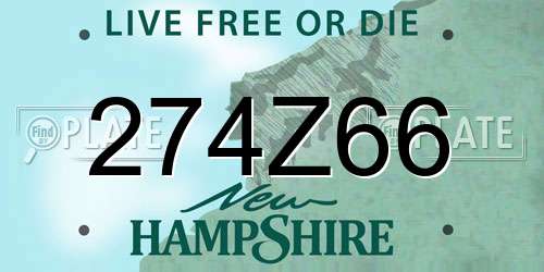 274Z66 New Hampshire License Plate
