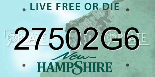 27502G6 New Hampshire License Plate