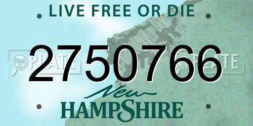 2750766 New Hampshire License Plate