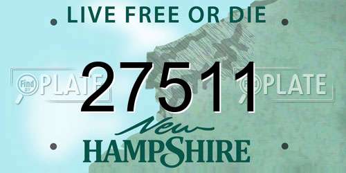 27511 New Hampshire License Plate