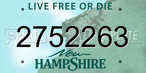 2752263 New Hampshire License Plate
