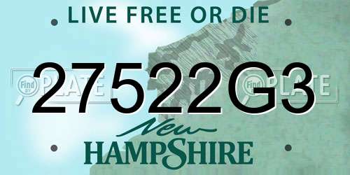 27522G3 New Hampshire License Plate