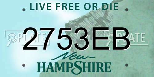 2753EB New Hampshire License Plate