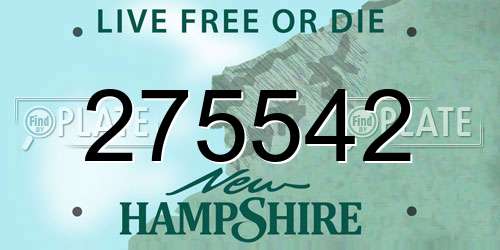 275542 New Hampshire License Plate