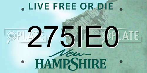 275IE0 New Hampshire License Plate