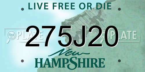275J20 New Hampshire License Plate