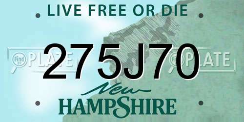 275J70 New Hampshire License Plate