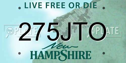 275JTO New Hampshire License Plate