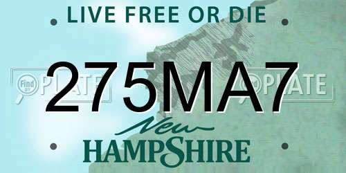 275MA7 New Hampshire License Plate